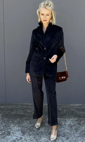Momoni Airi Velvet Cord Jacket - Black