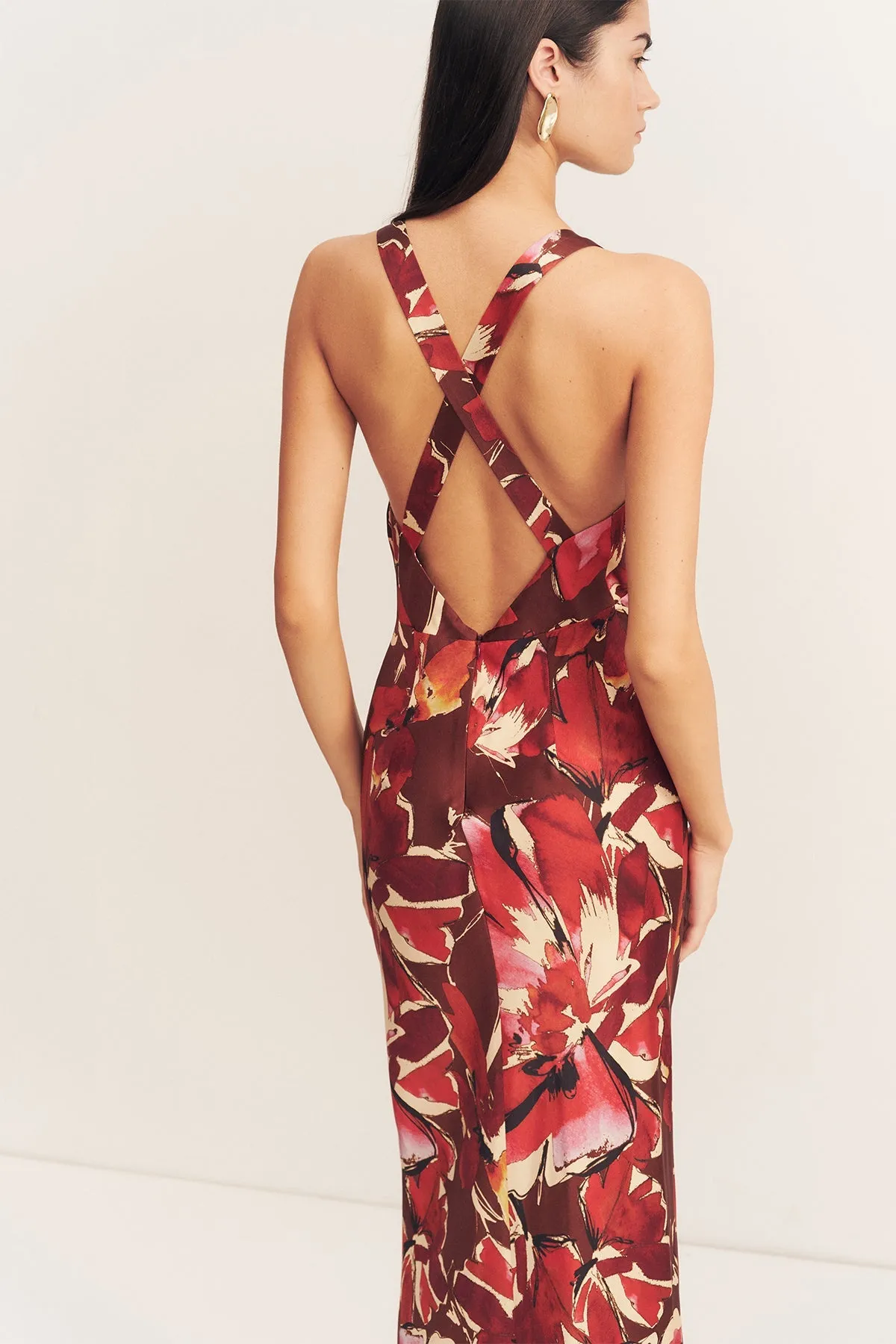 NOLITA PLUNGED CROSS BACK MAXI DRESS