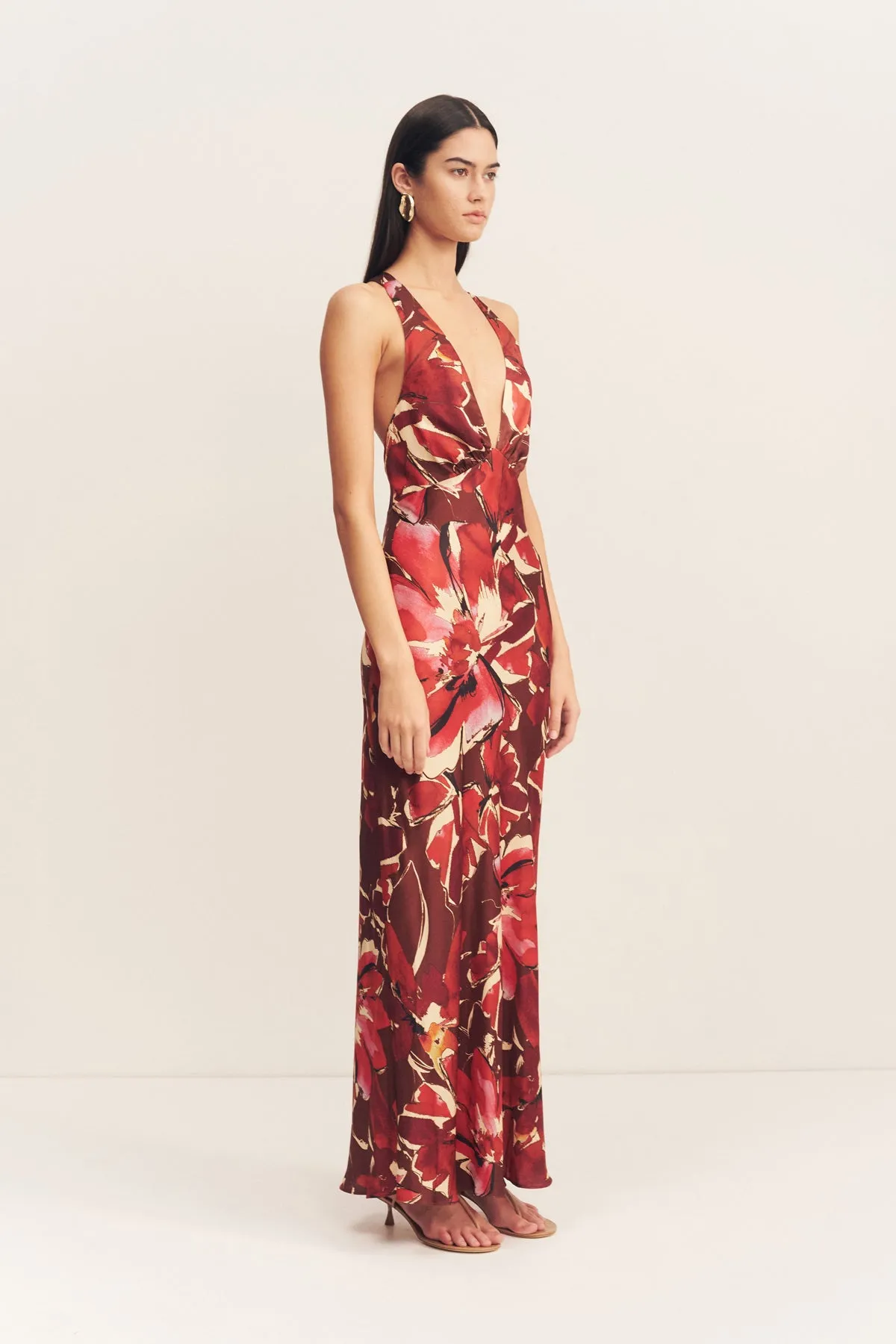 NOLITA PLUNGED CROSS BACK MAXI DRESS