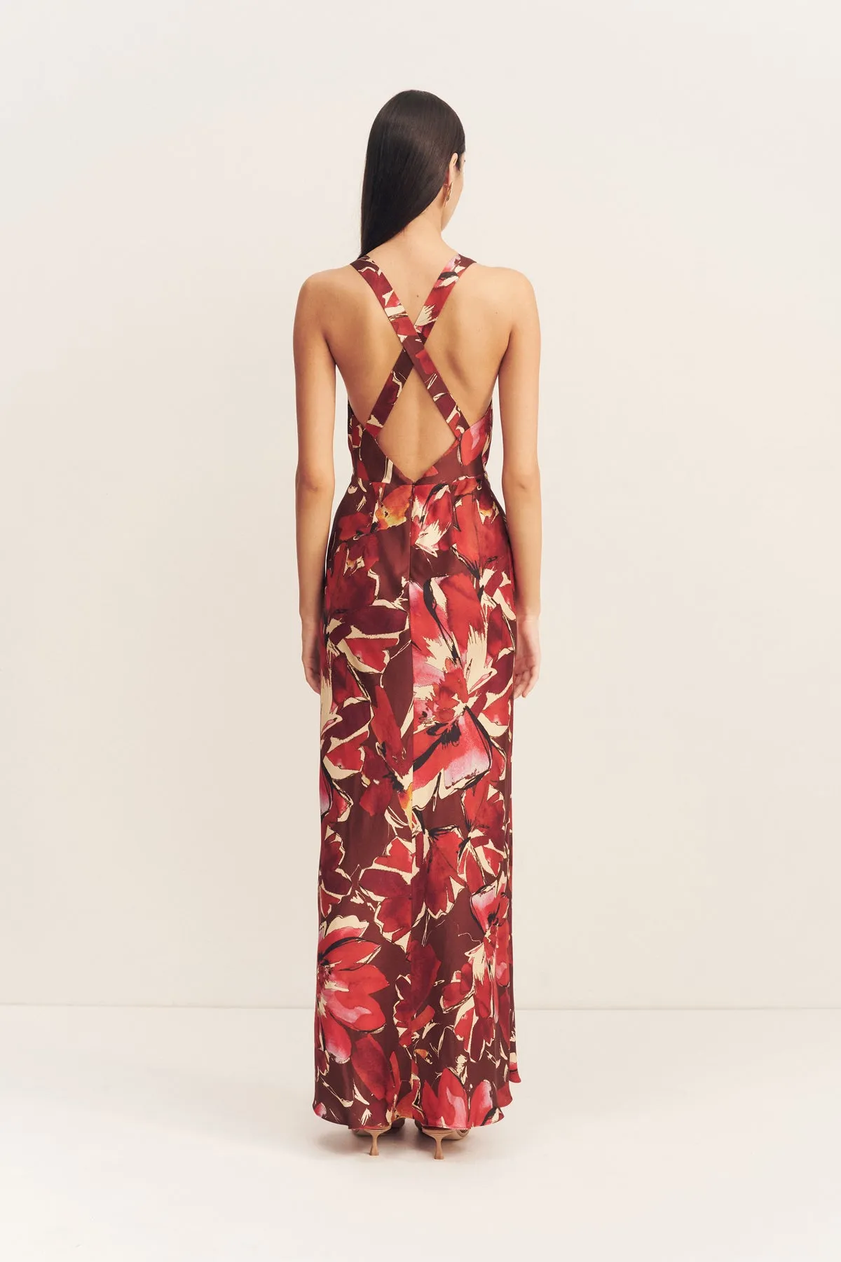 NOLITA PLUNGED CROSS BACK MAXI DRESS