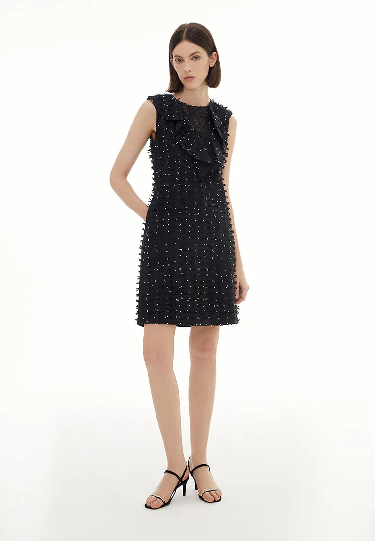 Patchwork Jacquard Sleeveless Mini Dress