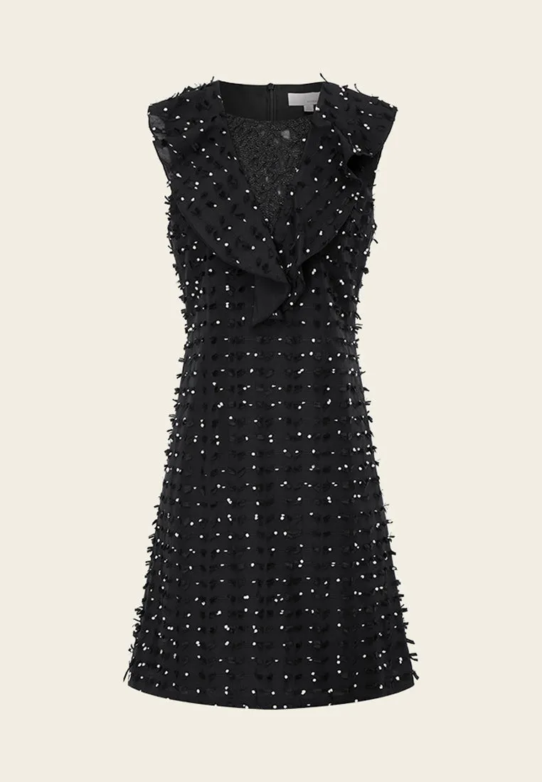 Patchwork Jacquard Sleeveless Mini Dress