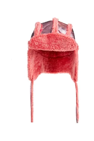 PINK SHINY LEATHER EAR COVER HAT