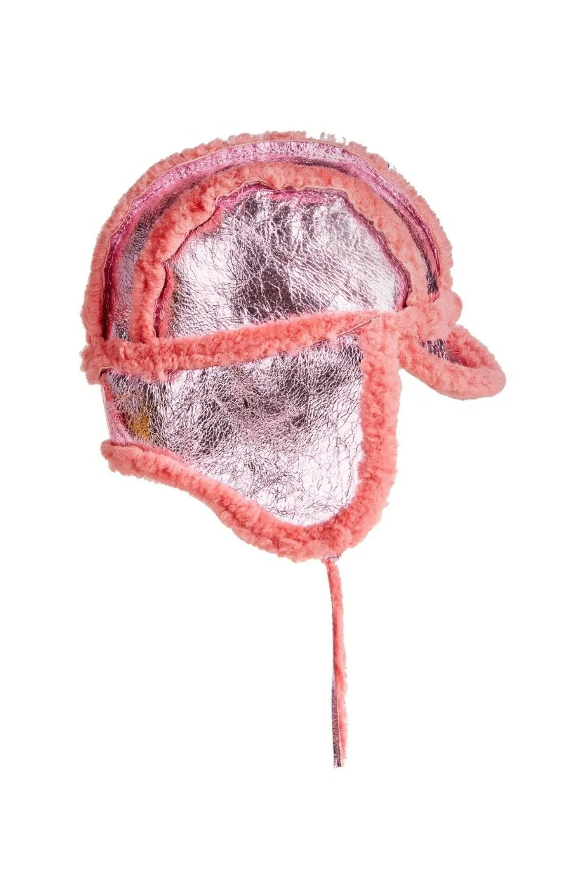 PINK SHINY LEATHER EAR COVER HAT