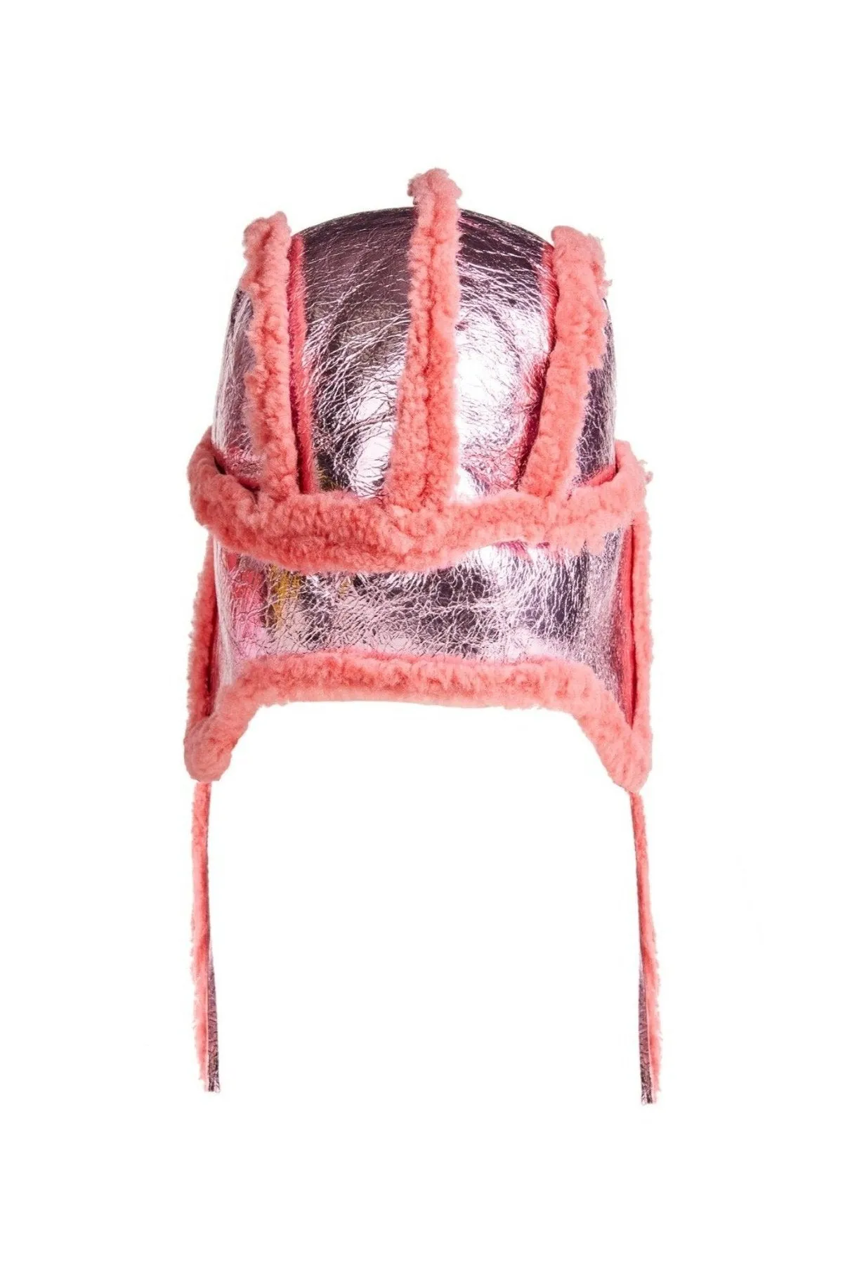 PINK SHINY LEATHER EAR COVER HAT