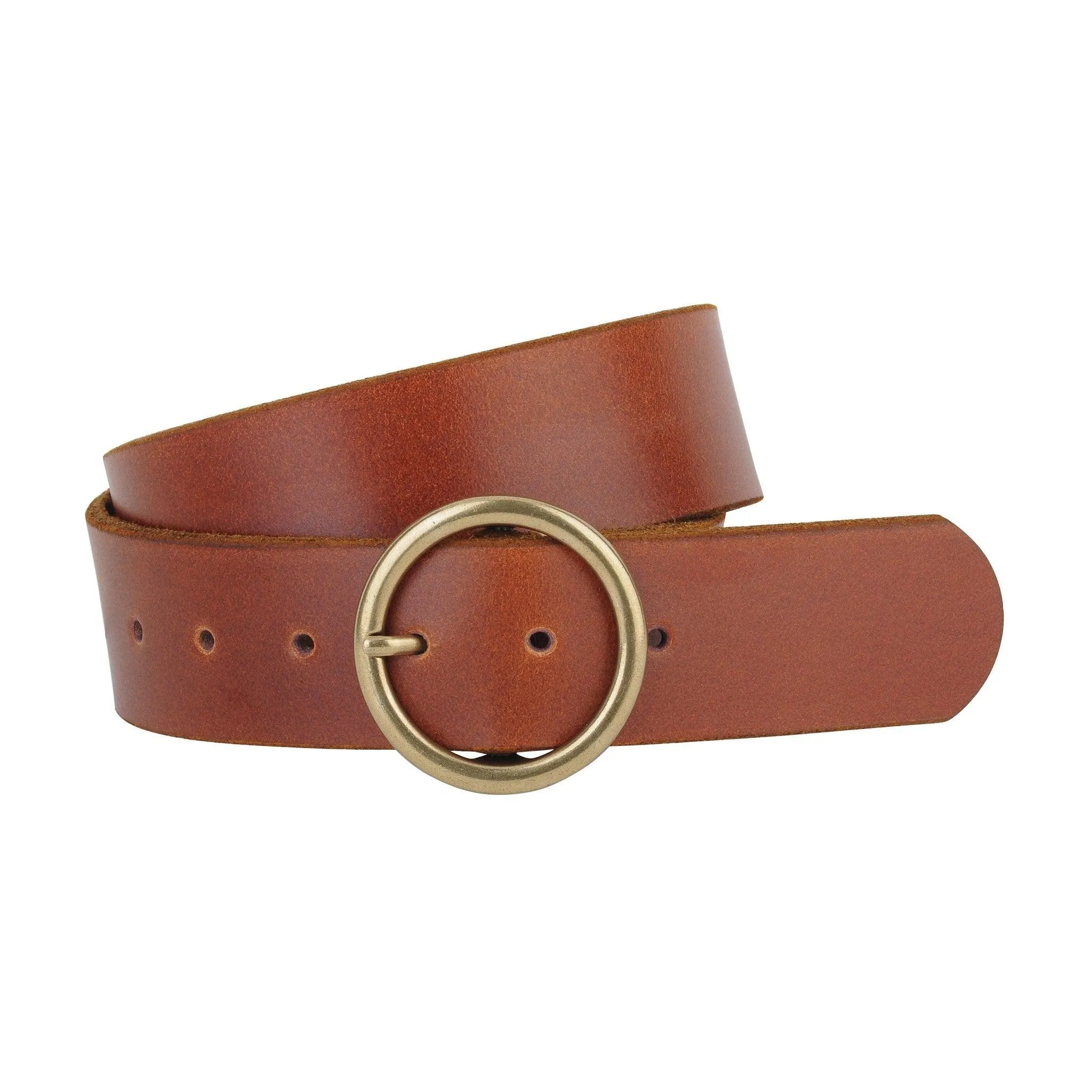 Plus Size Wide Basic Brass Ring Leather Belt