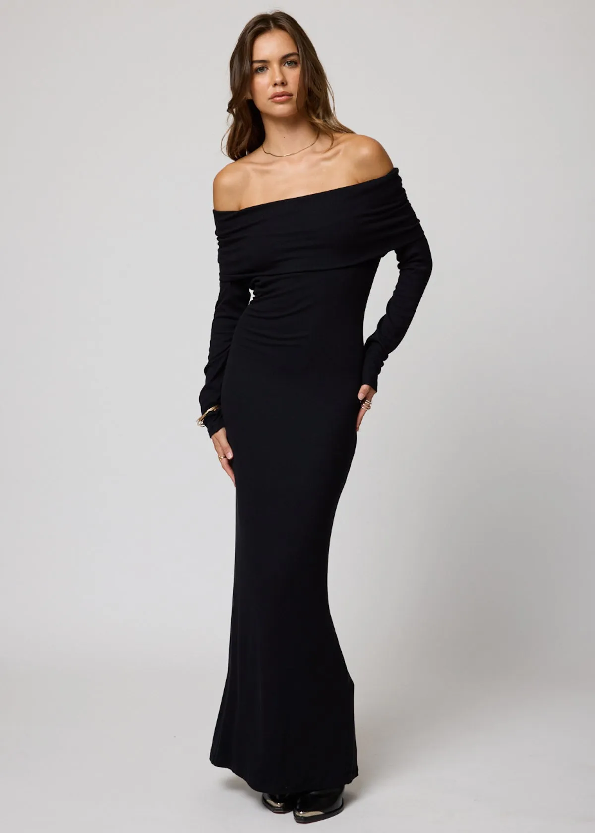 RIB LONG SLEEVE PALOMA MAXI DRESS