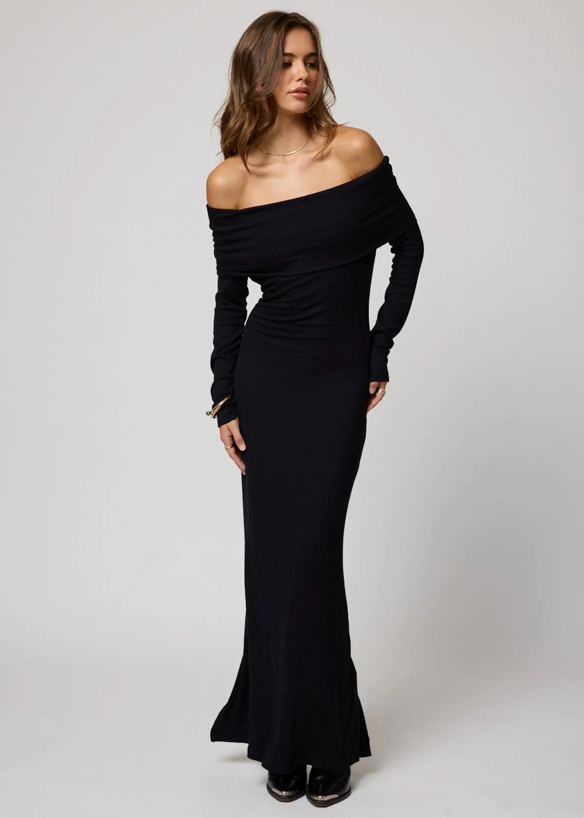 RIB LONG SLEEVE PALOMA MAXI DRESS
