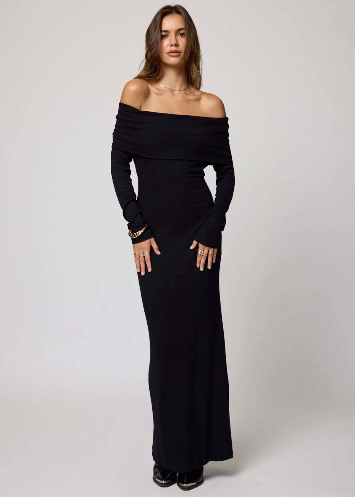 RIB LONG SLEEVE PALOMA MAXI DRESS