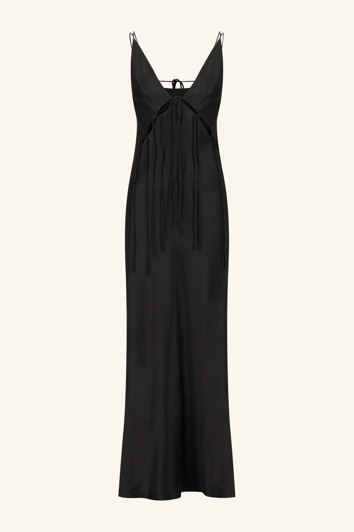SAVANNA PLUNGED TIE MAXI DRESS - BLACK