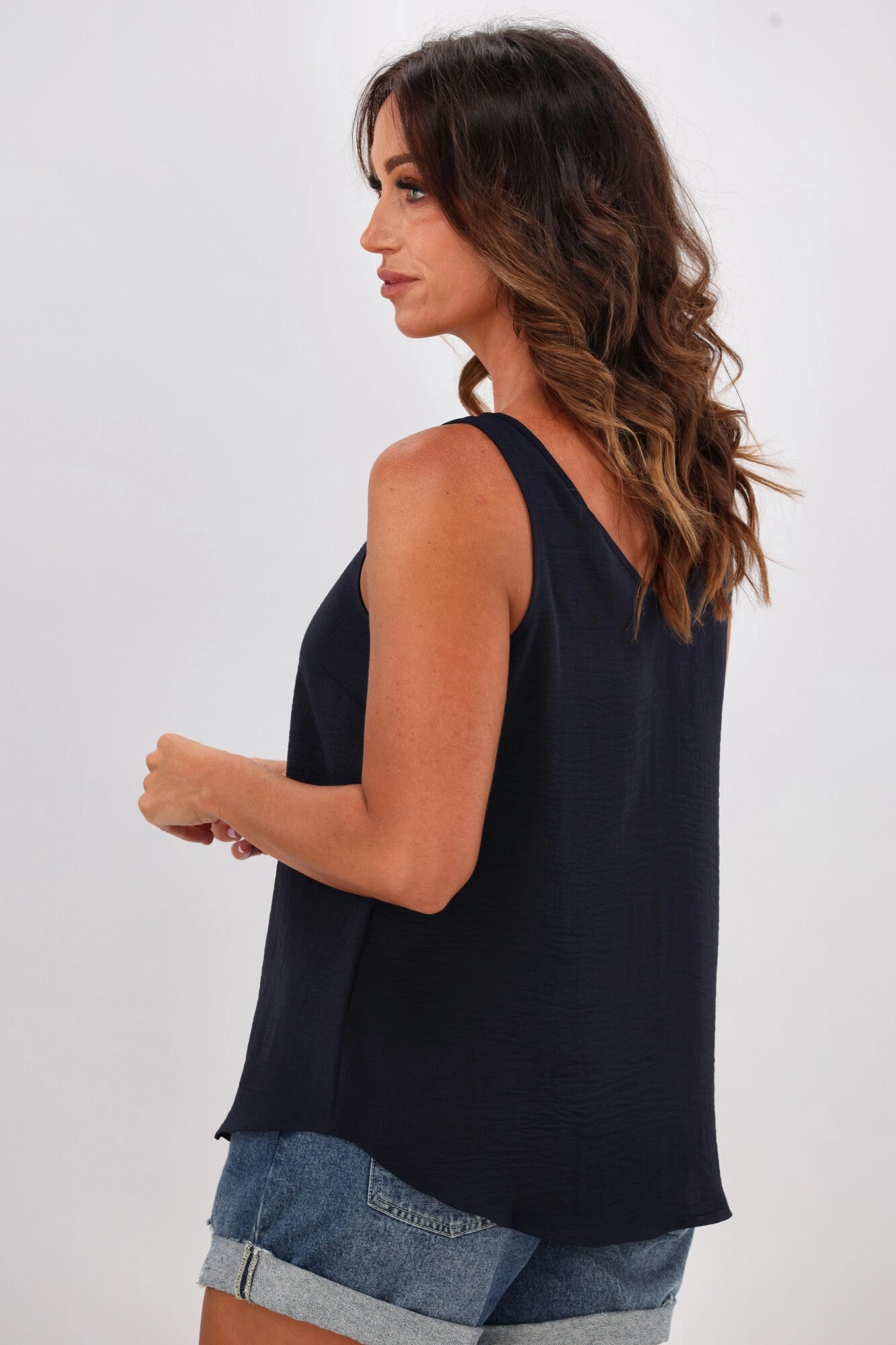 Shine On Label Amelia V Neck Cami  Navy