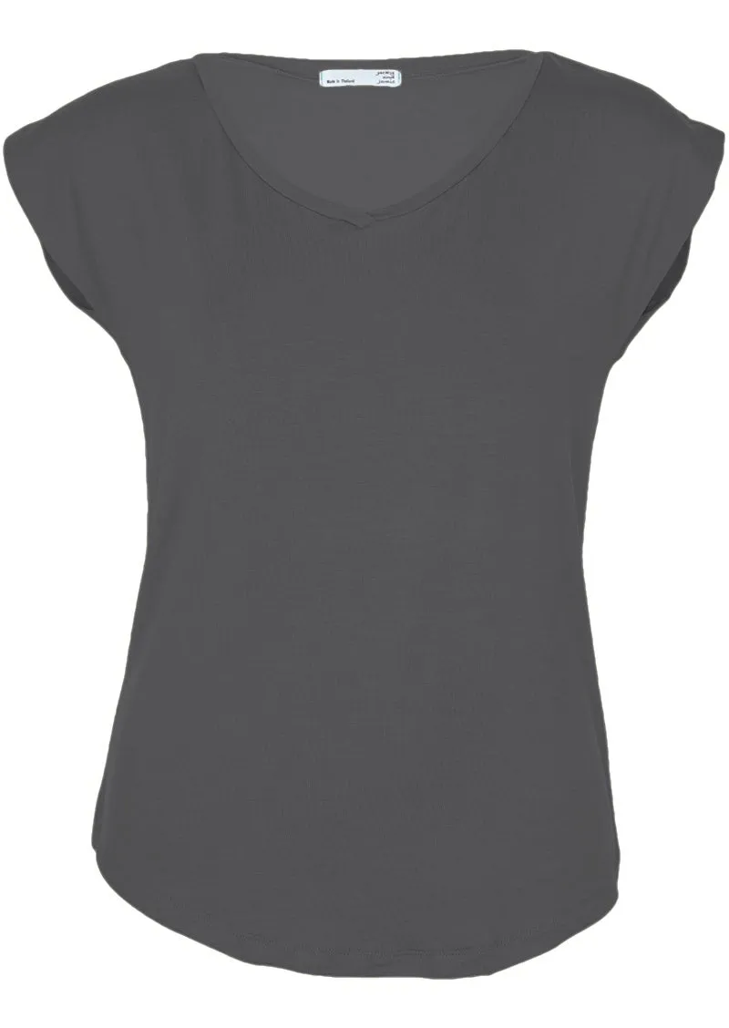 Simple Top V-neck Dark Grey