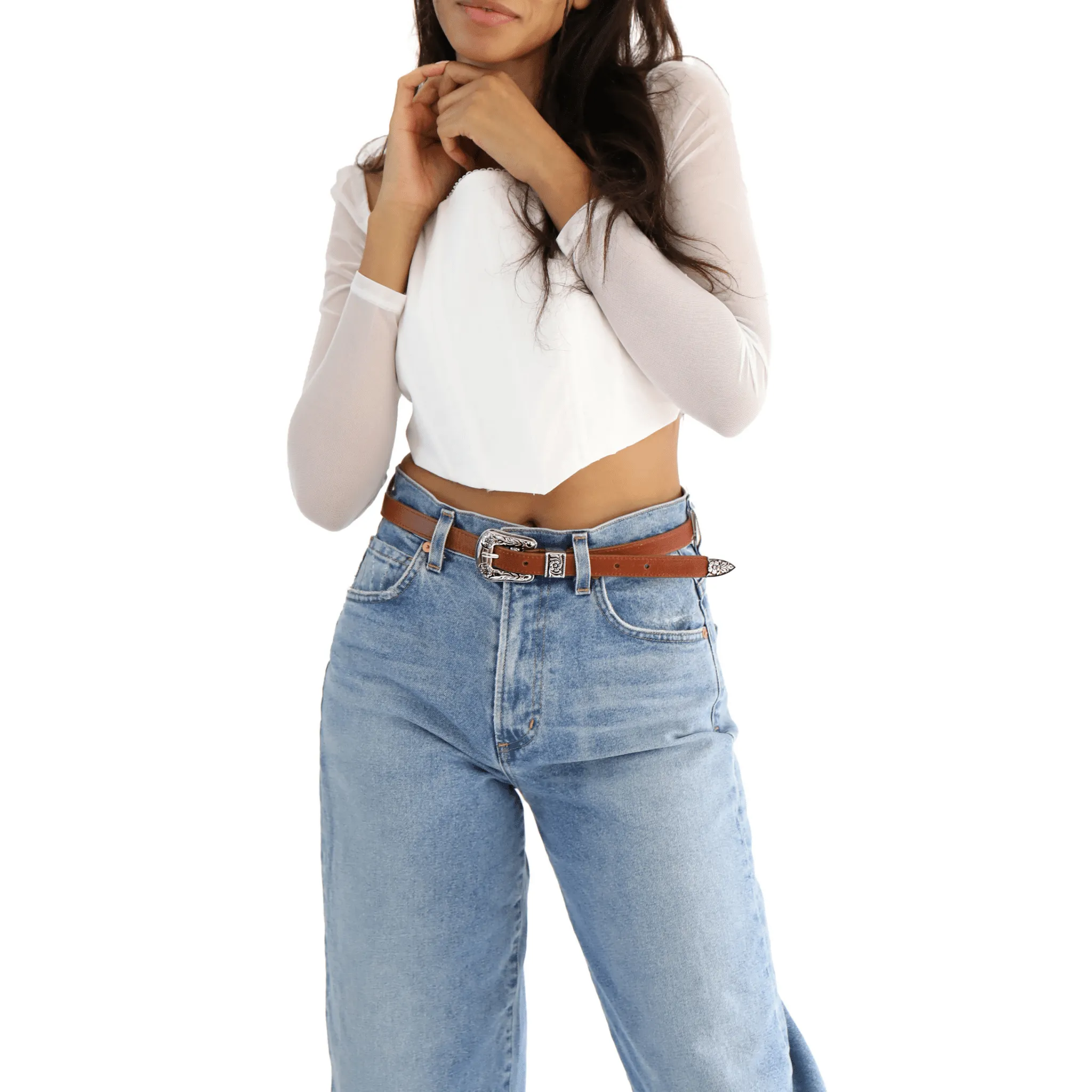 Skinny Western Silver Hardware Belt