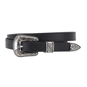 Skinny Western Silver Hardware Belt
