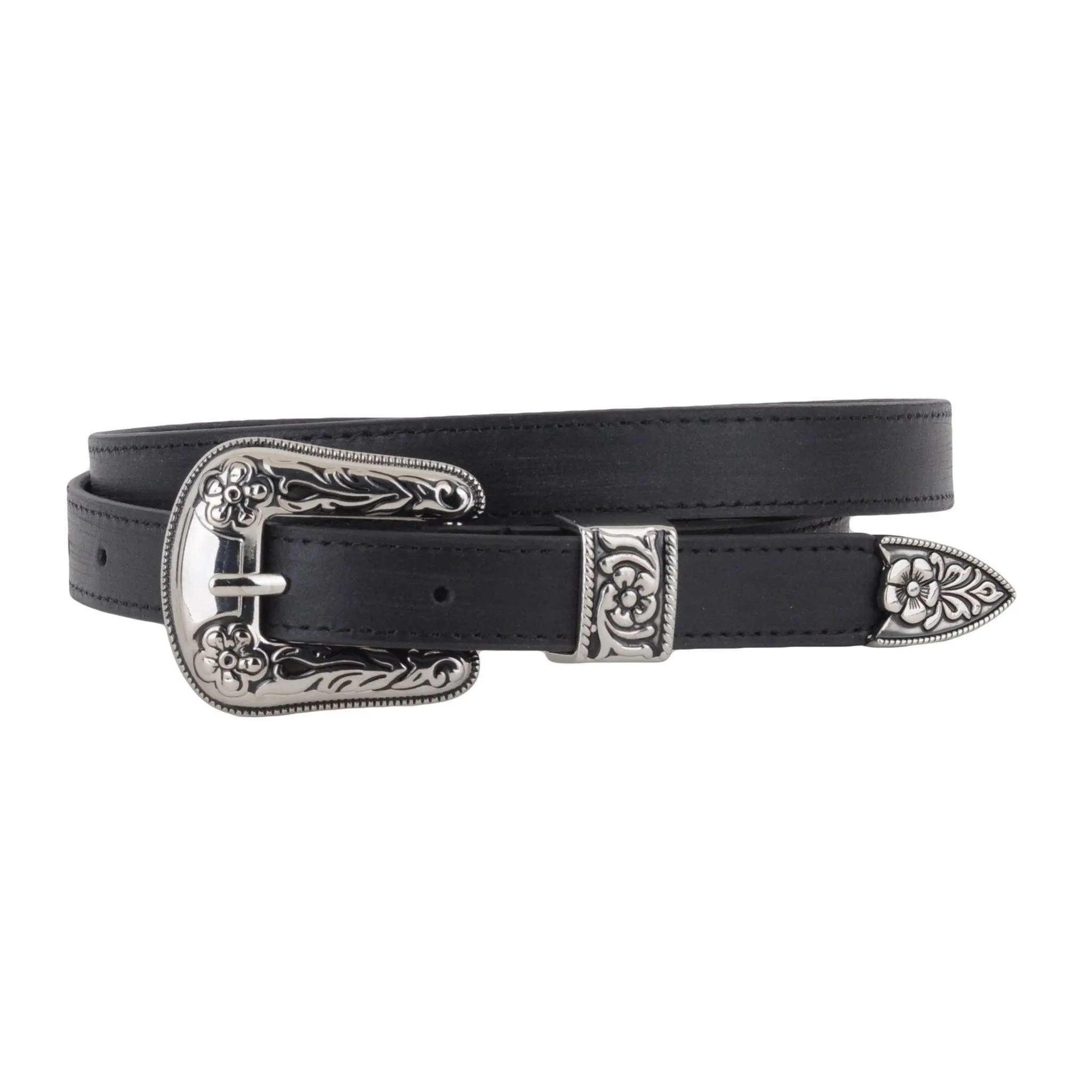 Skinny Western Silver Hardware Belt