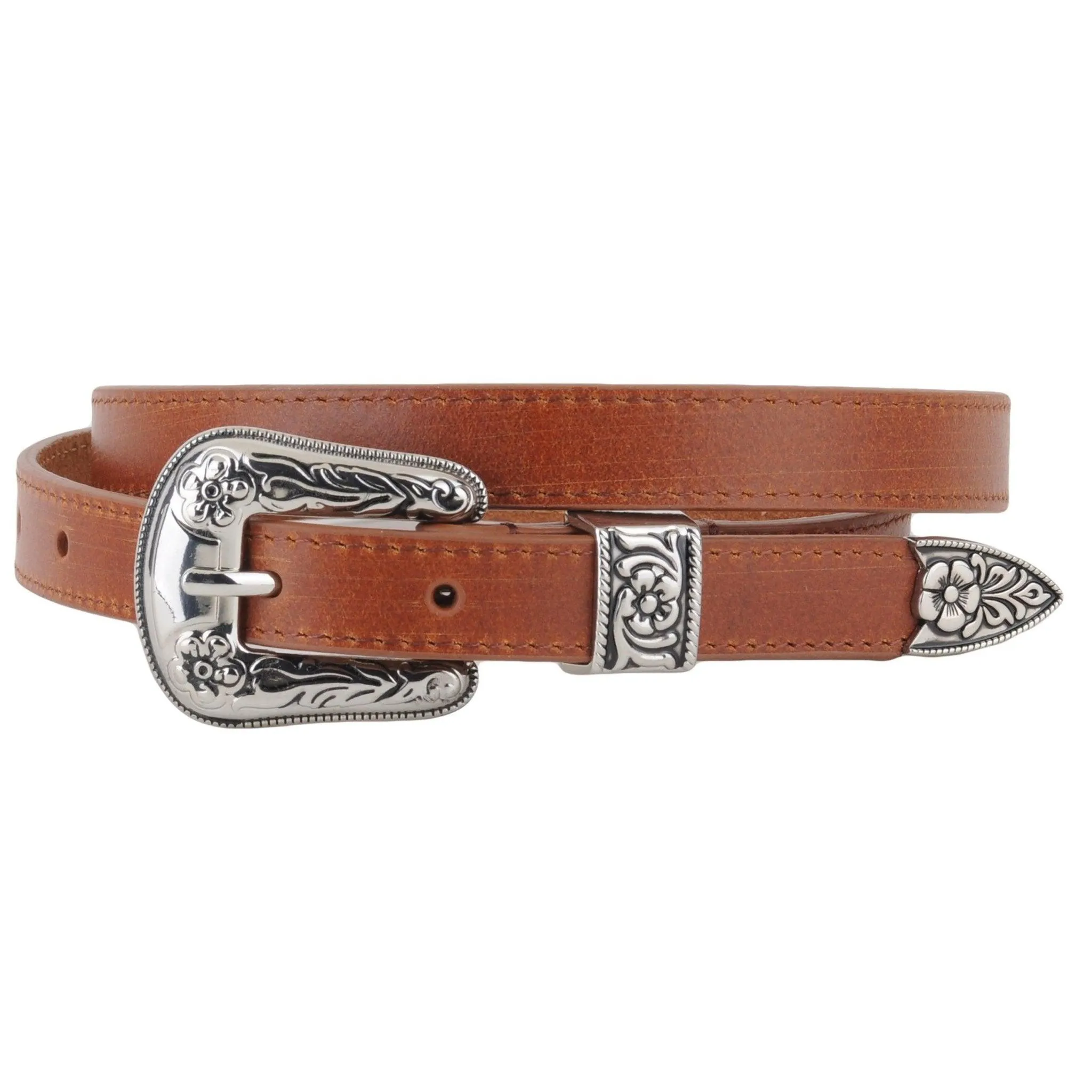Skinny Western Silver Hardware Belt