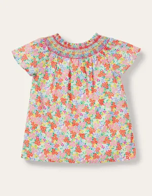 Smock Yoke Woven Top-Tropical Flowerbed