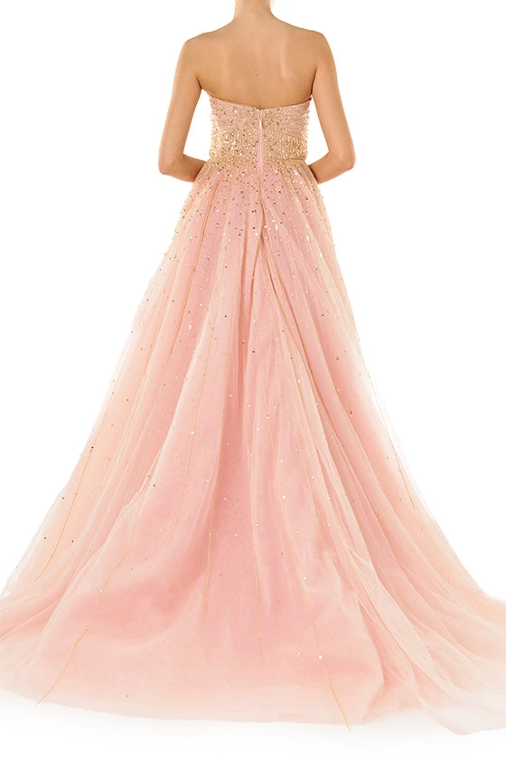 Strapless Embroidered Ball Gown