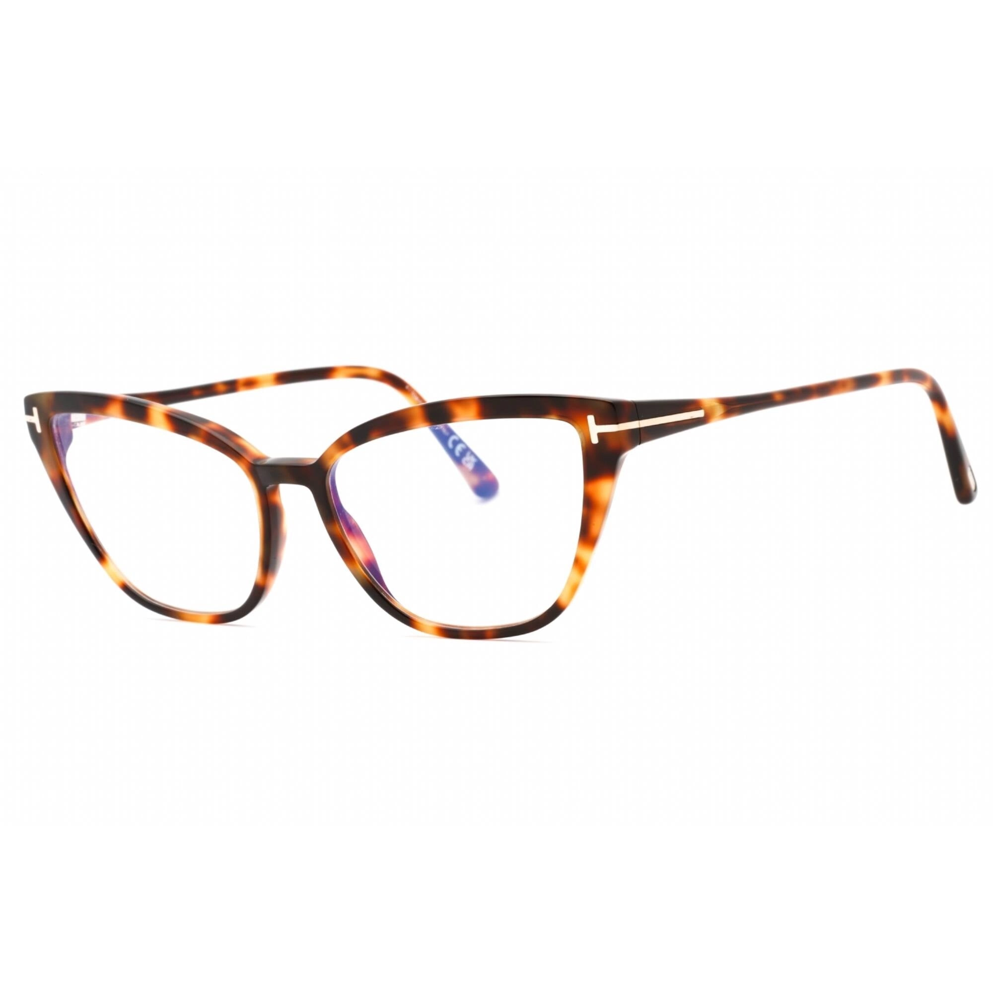 Tom Ford Women's Eyeglasses - Blonde Havana Plastic Cat Eye Shape Frame | FT5825-B 053