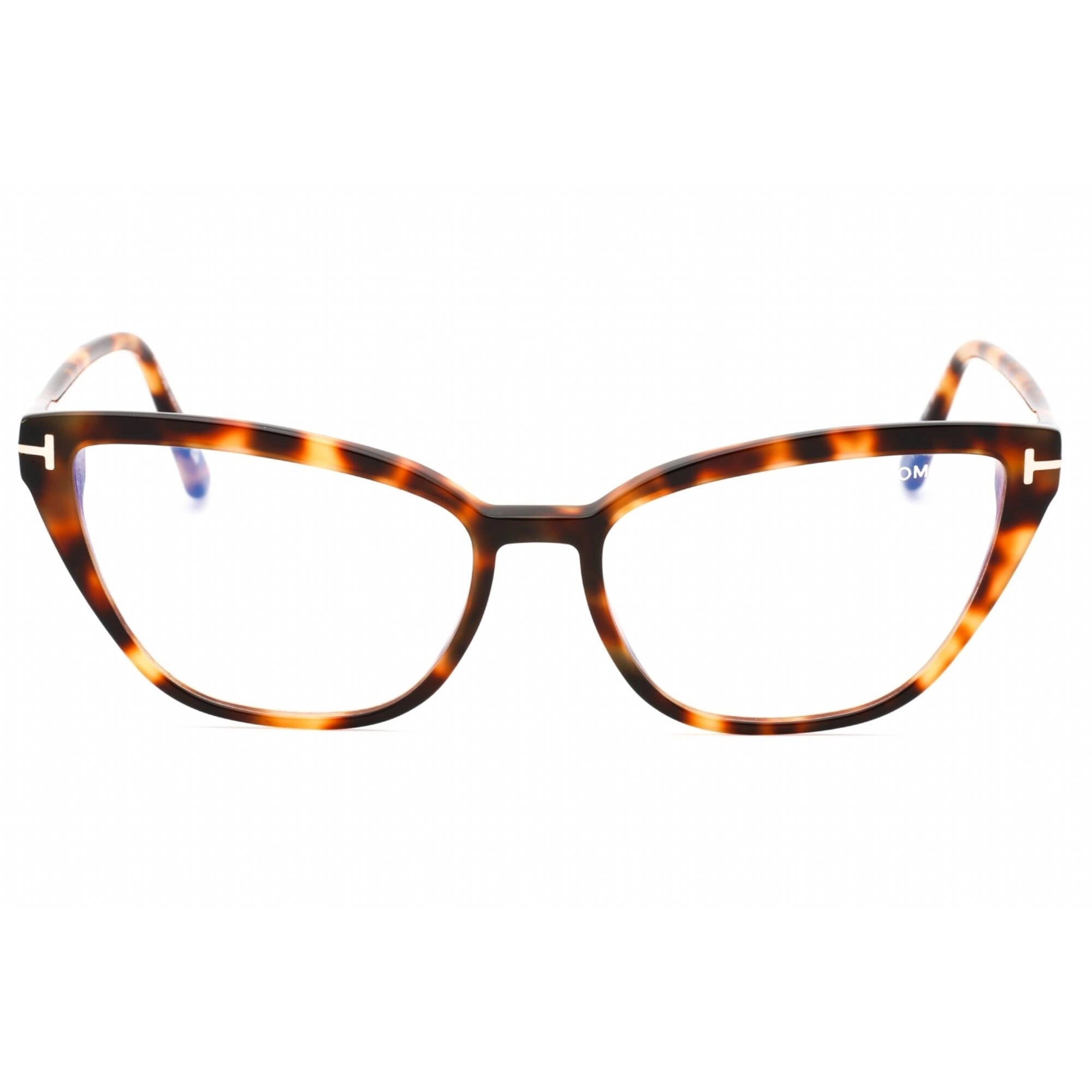 Tom Ford Women's Eyeglasses - Blonde Havana Plastic Cat Eye Shape Frame | FT5825-B 053