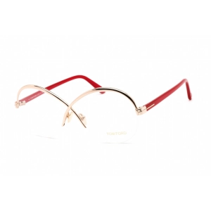 Tom Ford Women's Eyeglasses - Shiny Rose Gold Metal Oval Half Rim Frame | FT5761 028