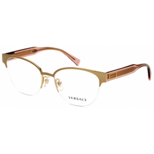 Versace Women's Eyeglasses - Gold Metal Cat Eye Half Rim Frame | VE1265 1463