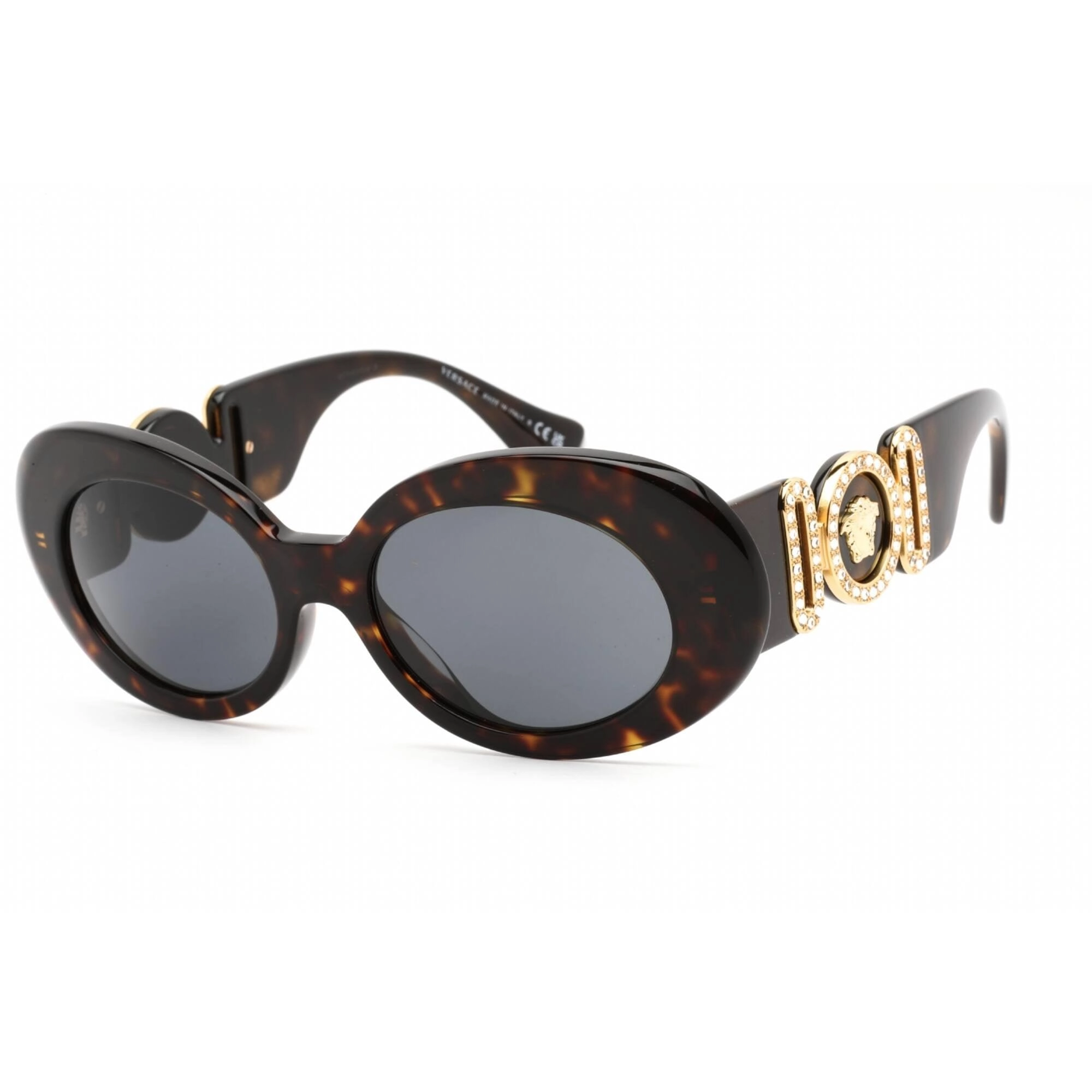 Versace Women's Sunglasses - Full Rim Dark Havana Oval Shape Frame | VE4426BU 108/87