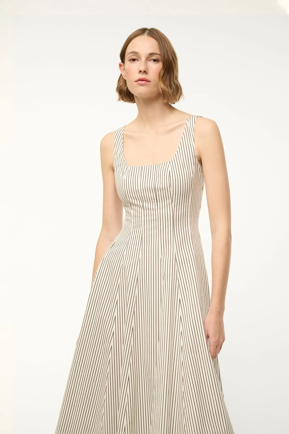 WELLS DRESS | IVORY DARK OAK MICRO STRIPE