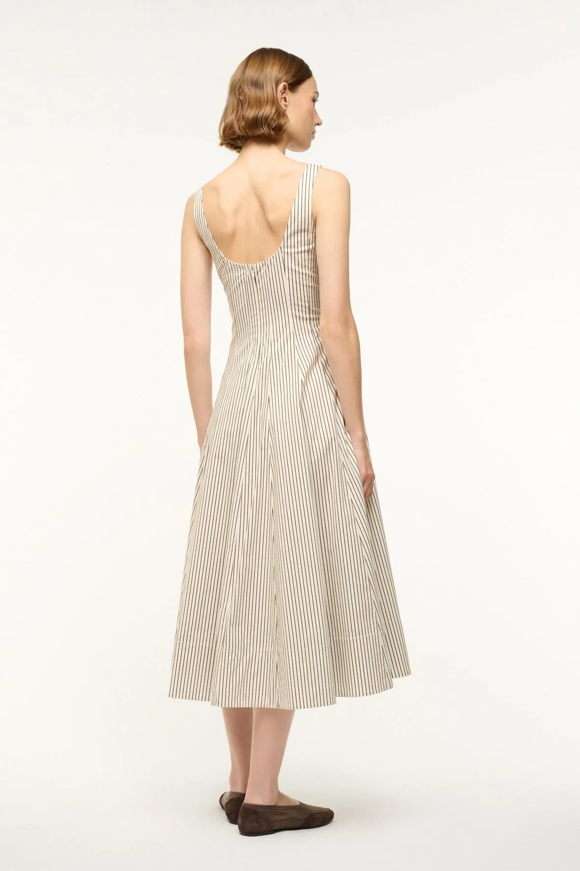 WELLS DRESS | IVORY DARK OAK MICRO STRIPE