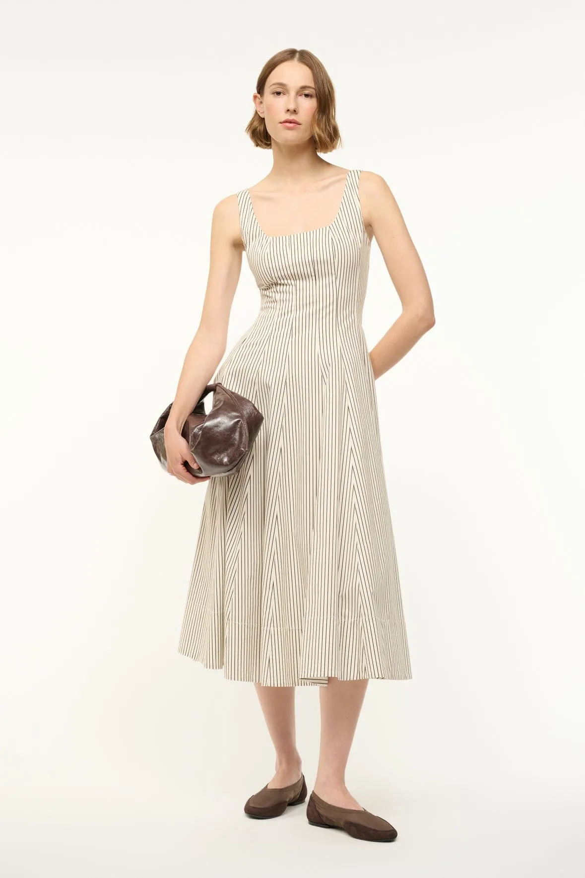 WELLS DRESS | IVORY DARK OAK MICRO STRIPE