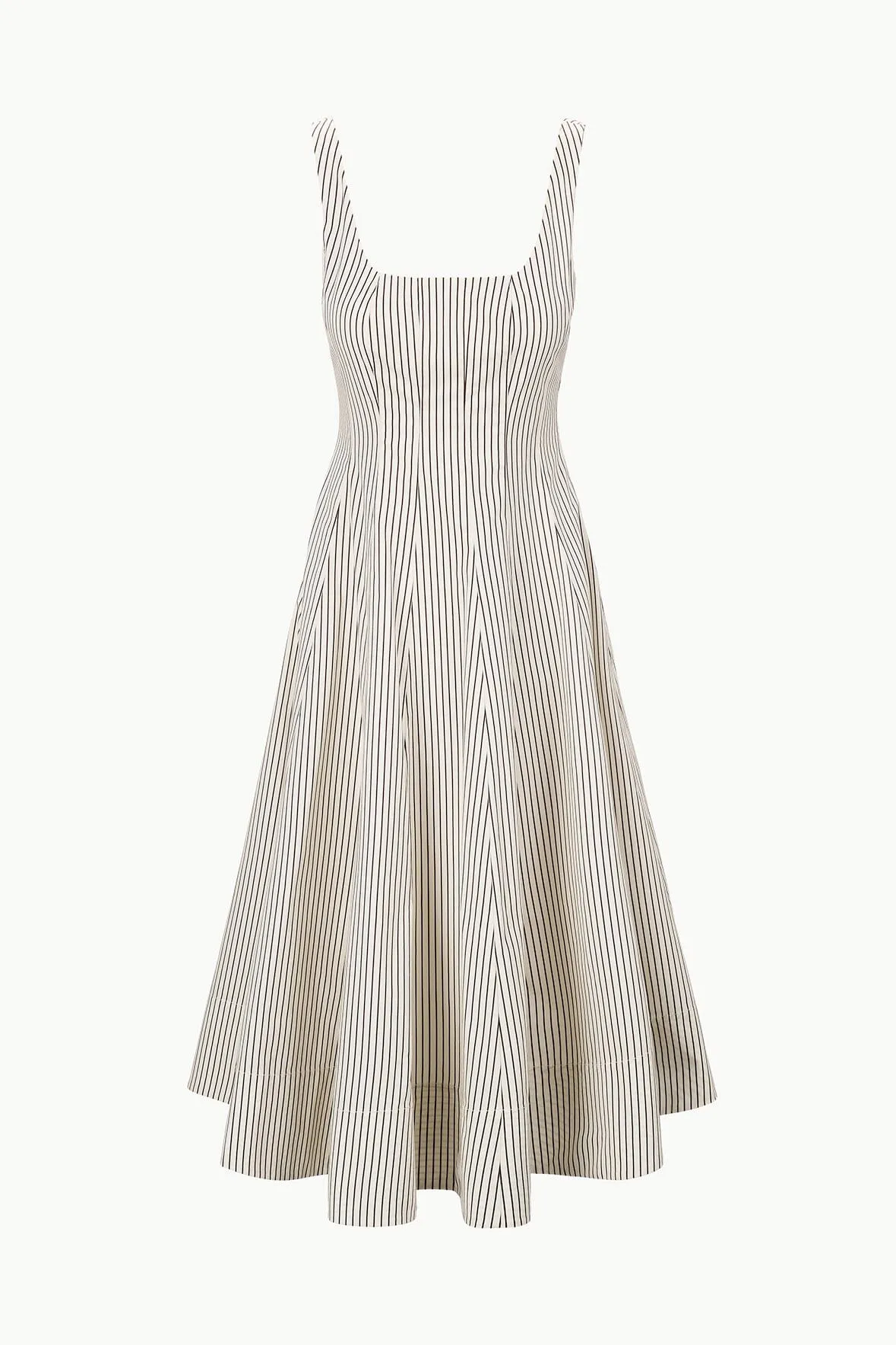 WELLS DRESS | IVORY DARK OAK MICRO STRIPE