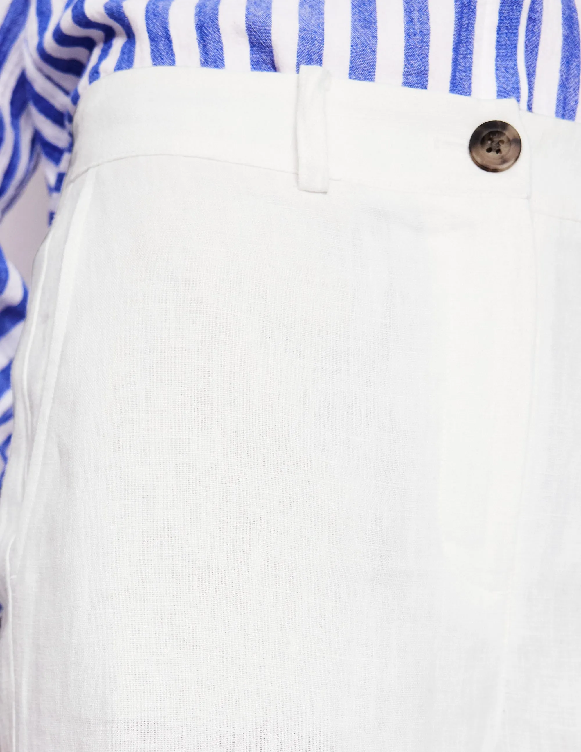 Westbourne Crop Linen Trousers-White