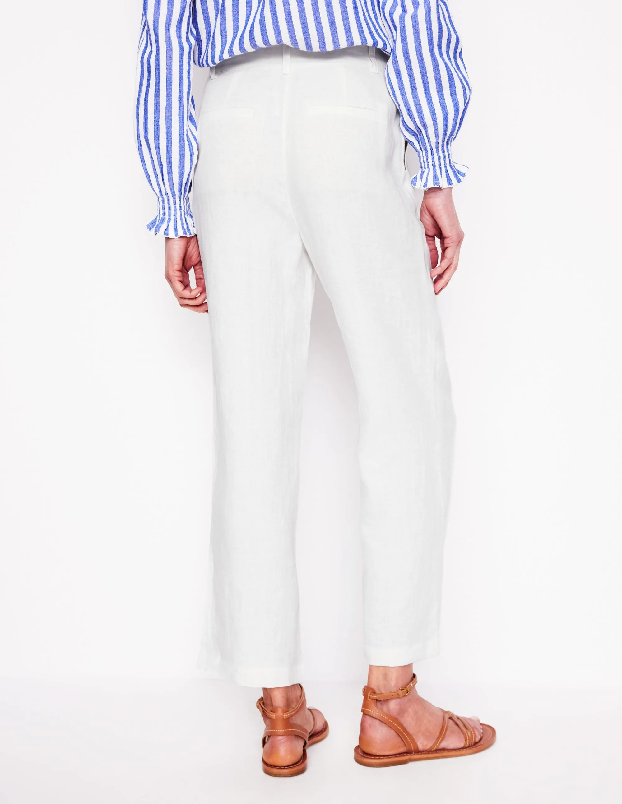 Westbourne Crop Linen Trousers-White