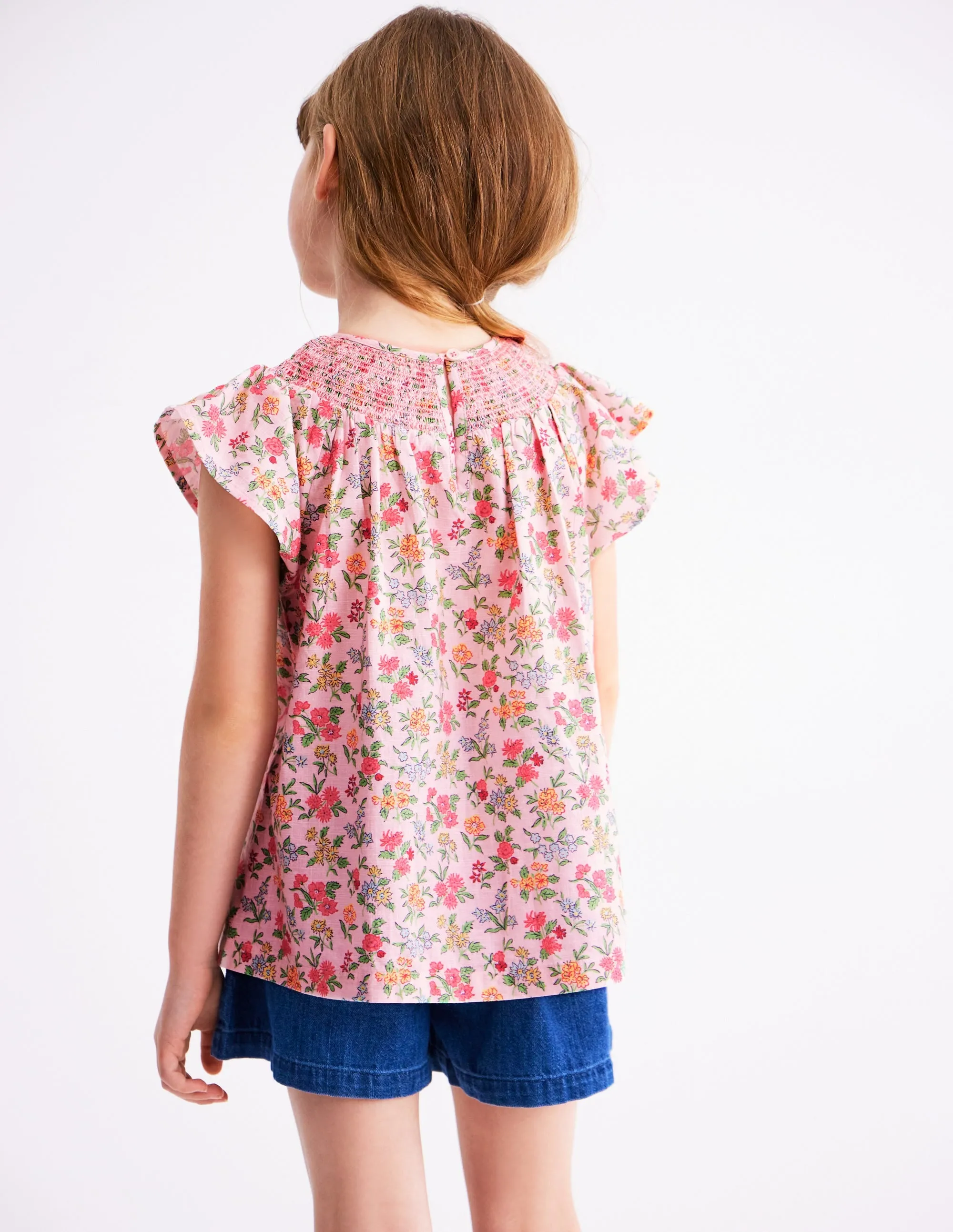 Woven Smocked Top-Chalk Pink Garden Ditsy