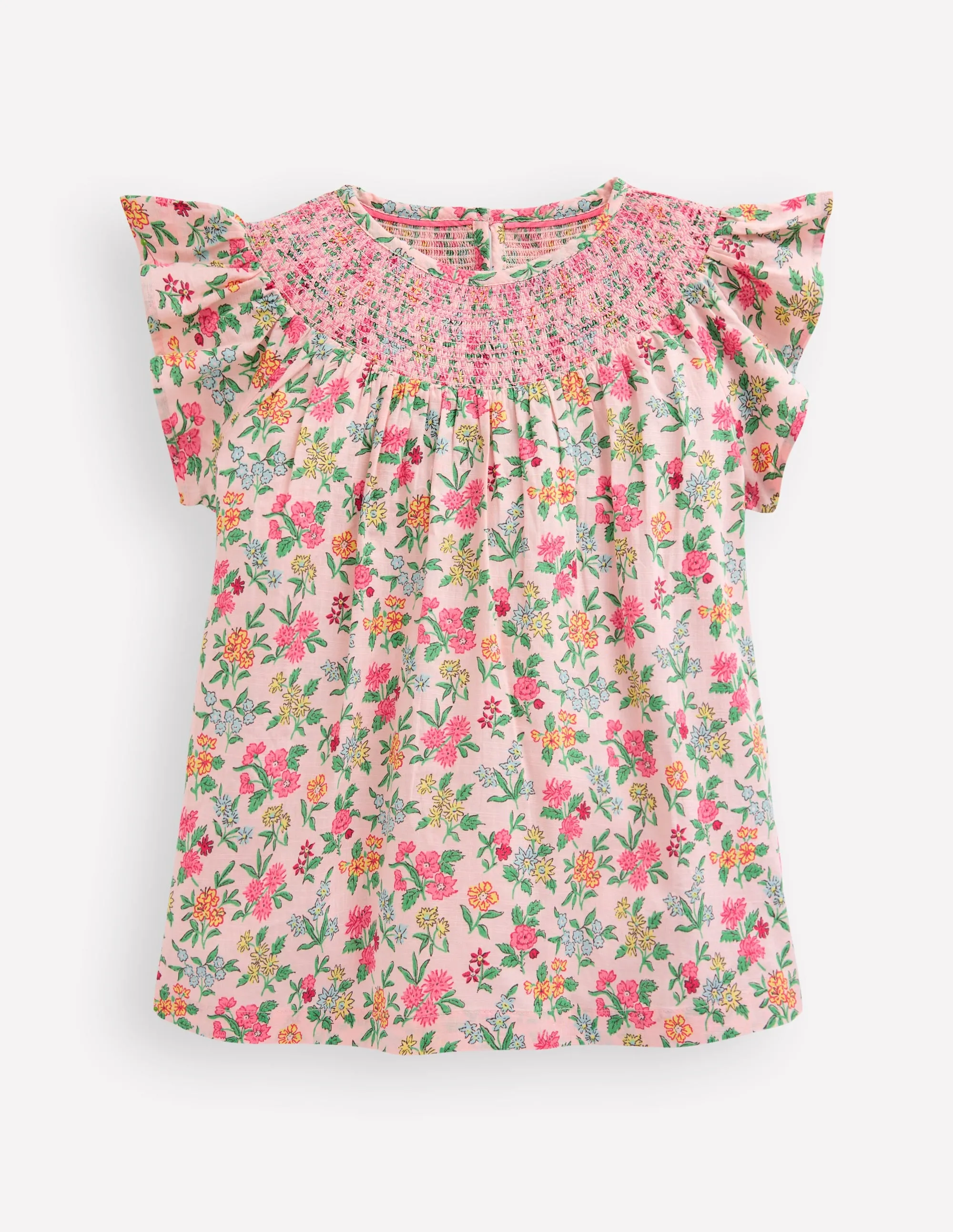 Woven Smocked Top-Chalk Pink Garden Ditsy