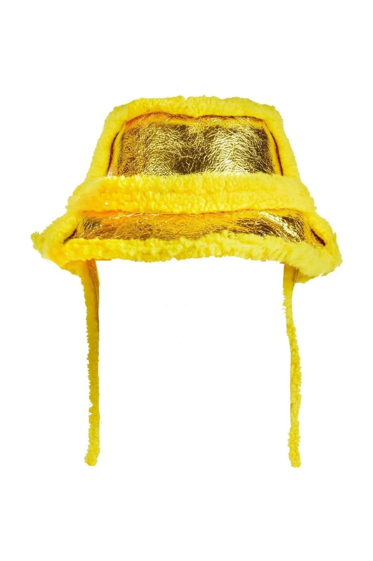 YELLOW SHINY LEATHER BUCKET HAT